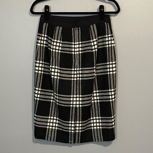 New Talbots Wool Blend Plaid Sparkle Pencil Skirt Black White 4P / S - Picture 4 of 8